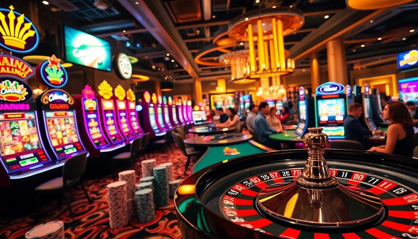 Engaging players enjoy idnslot at vibrant casino tables with exciting slot machines.