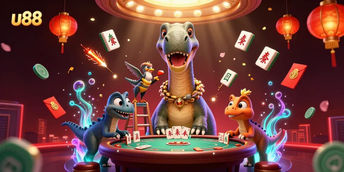 Experience the excitement of u88 as cartoon characters come alive at a vibrant casino scene.