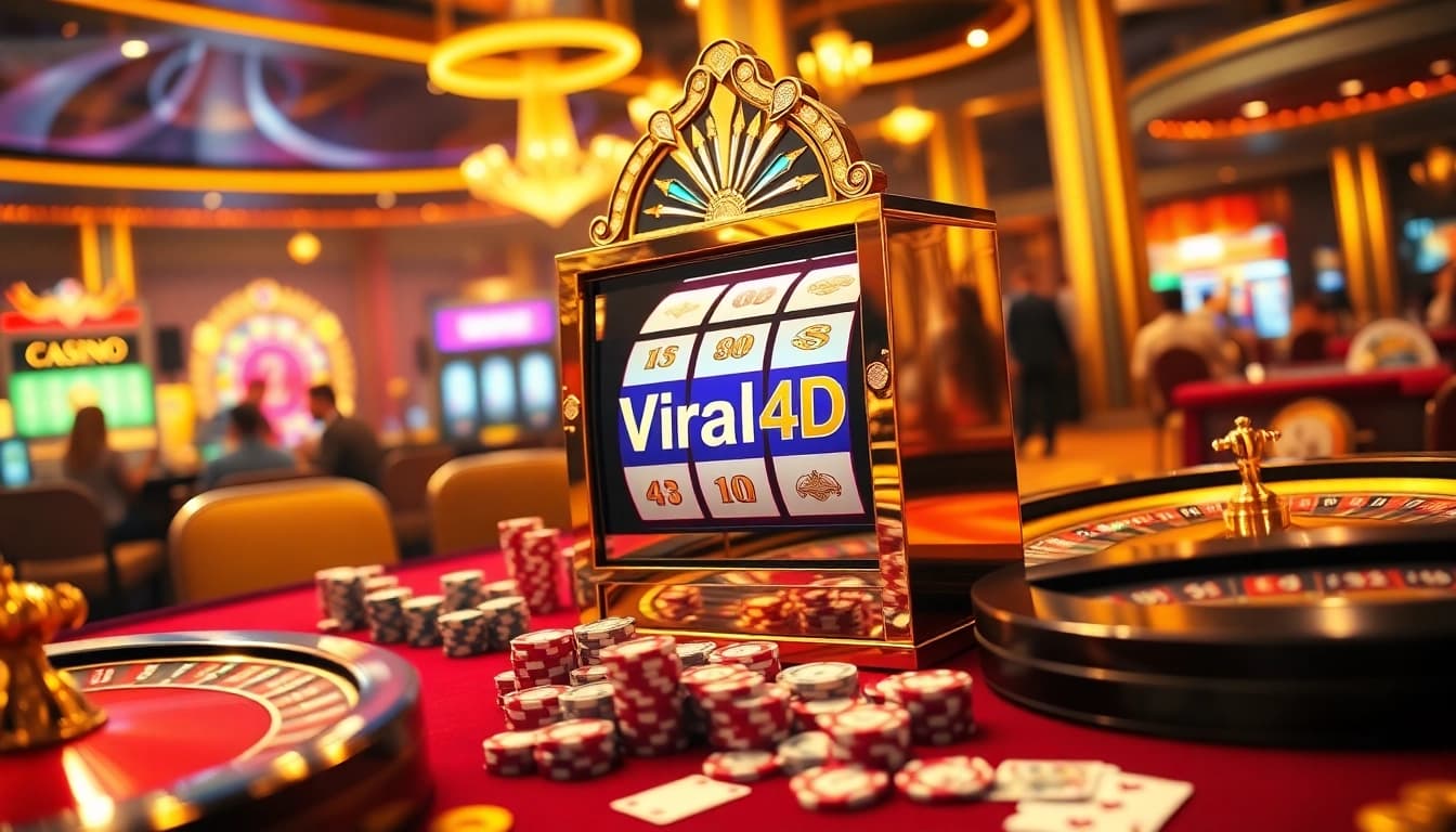 Players winning at the Viral4D slot machine in a luxurious casino environment.