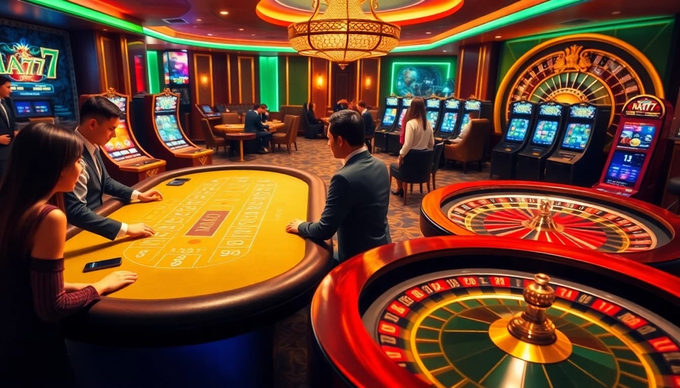 Experience the excitement of NA777 with professional dealers and dynamic gambling visuals.