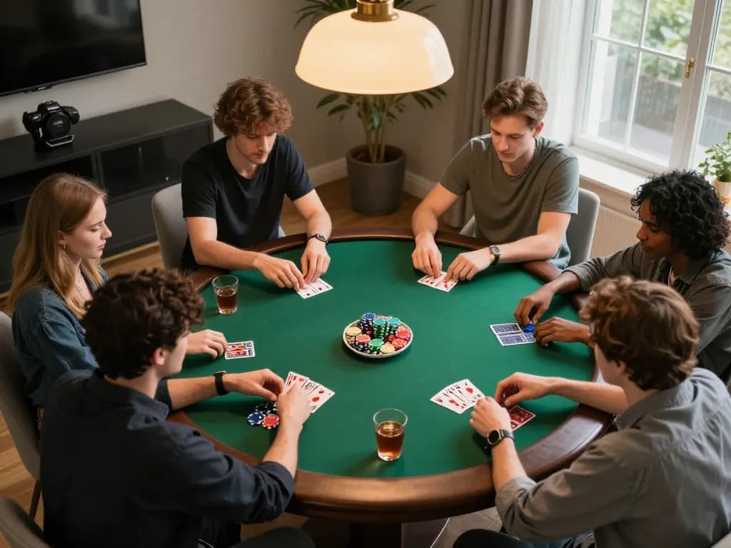 Enjoying a fun poker night with friends at home, learning tactics và managing bets for success tại ok365.