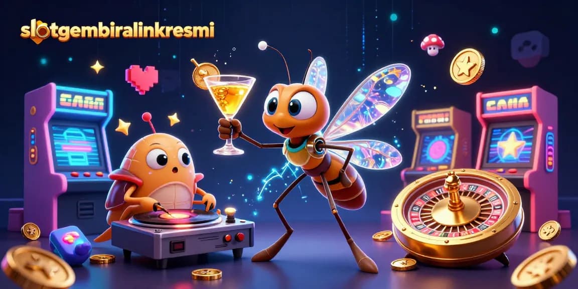 Slotgembiralinkresmi menghadirkan ilustrasi kasino digital 3D penuh warna dengan karakter menarik di dalamnya.