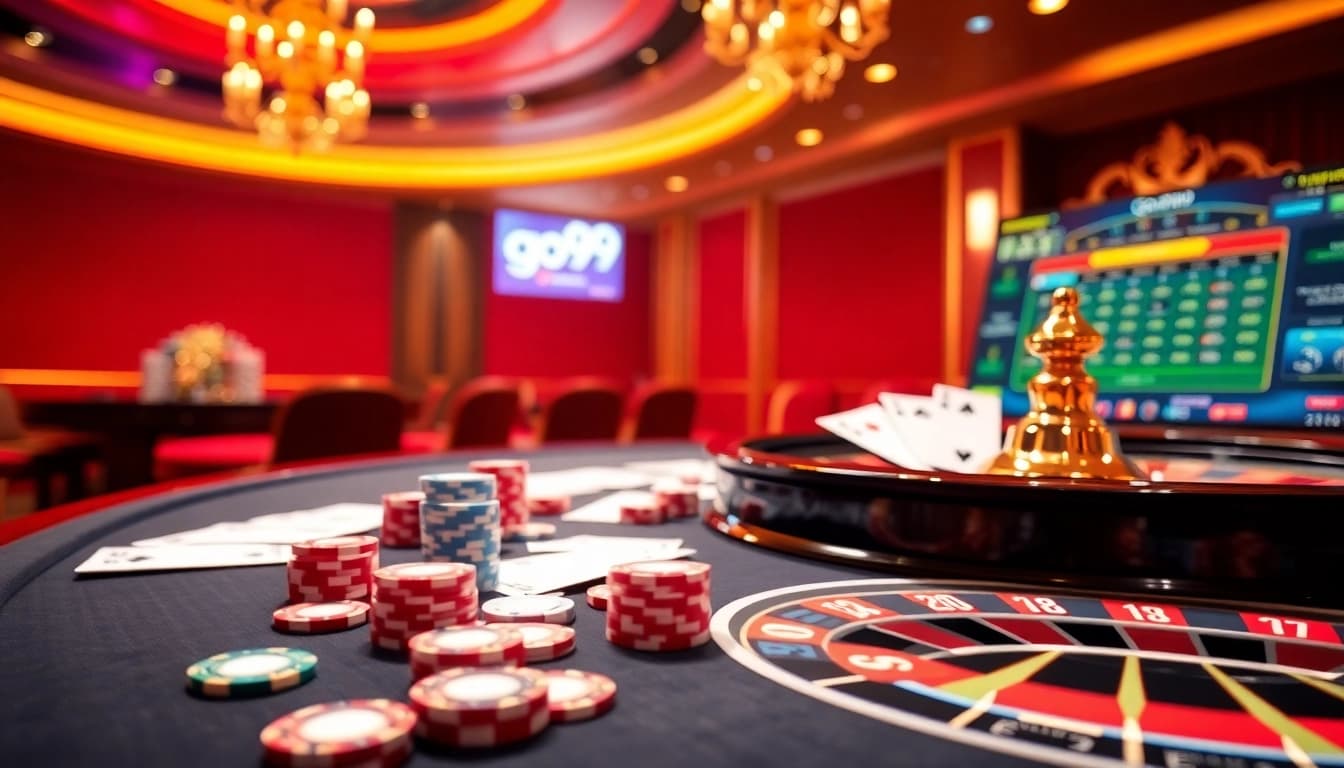 Experience the thrill of go99 with luxurious casino tables and engaging online gambling visuals.
