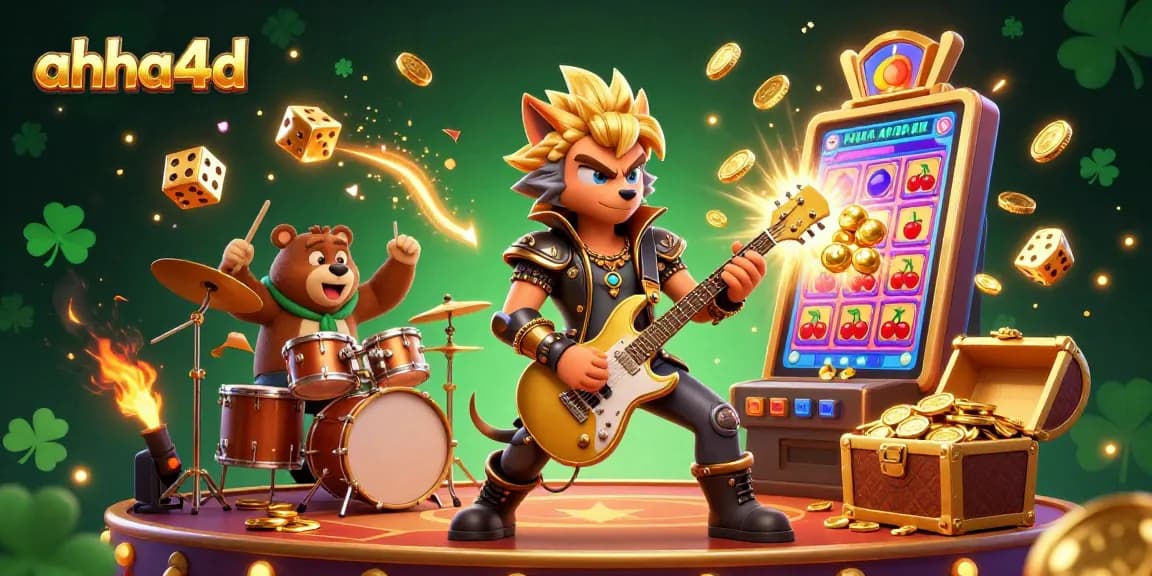 Engage with ahha4d through a vibrant 3D casino scene featuring dynamic characters, slot machines, and explosive game elements.