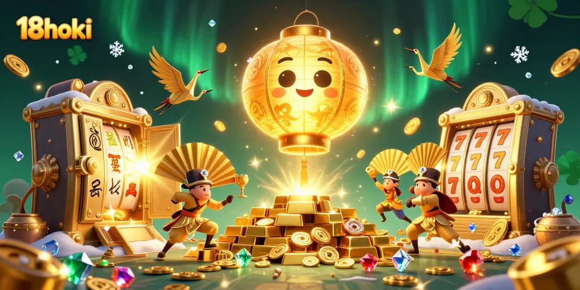 Join the fun with 18hoki, where luck shines like golden lanterns in a vibrant casino scene.