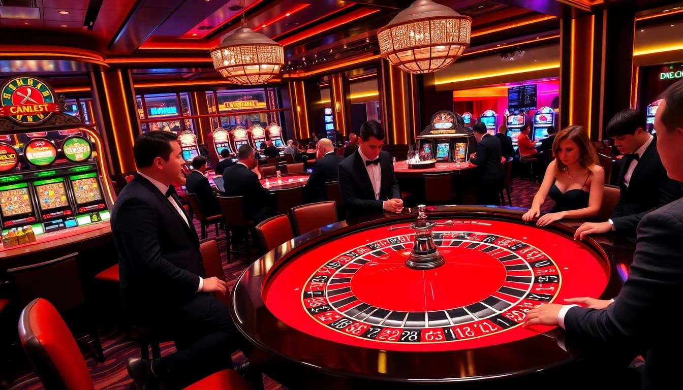 Players enjoying roulette at a luxurious casino, featuring gambling excitement at https://c168.works/.
