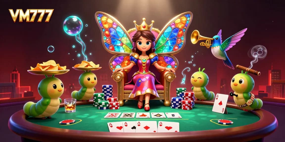 Experience vibrant casino action and excitement at VM777 with colorful characters and engaging game elements.