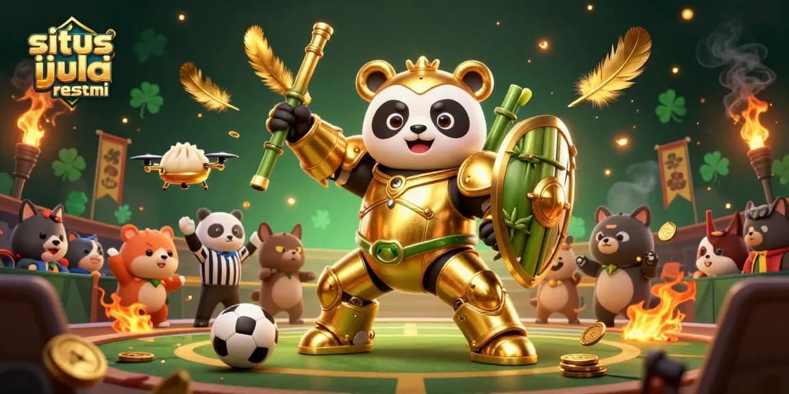 Menghasilkan peluang terbaik di situs judi bola resmi untuk taruhan olahraga, lengkap dengan suasana stadion dan simbol kemenangan.