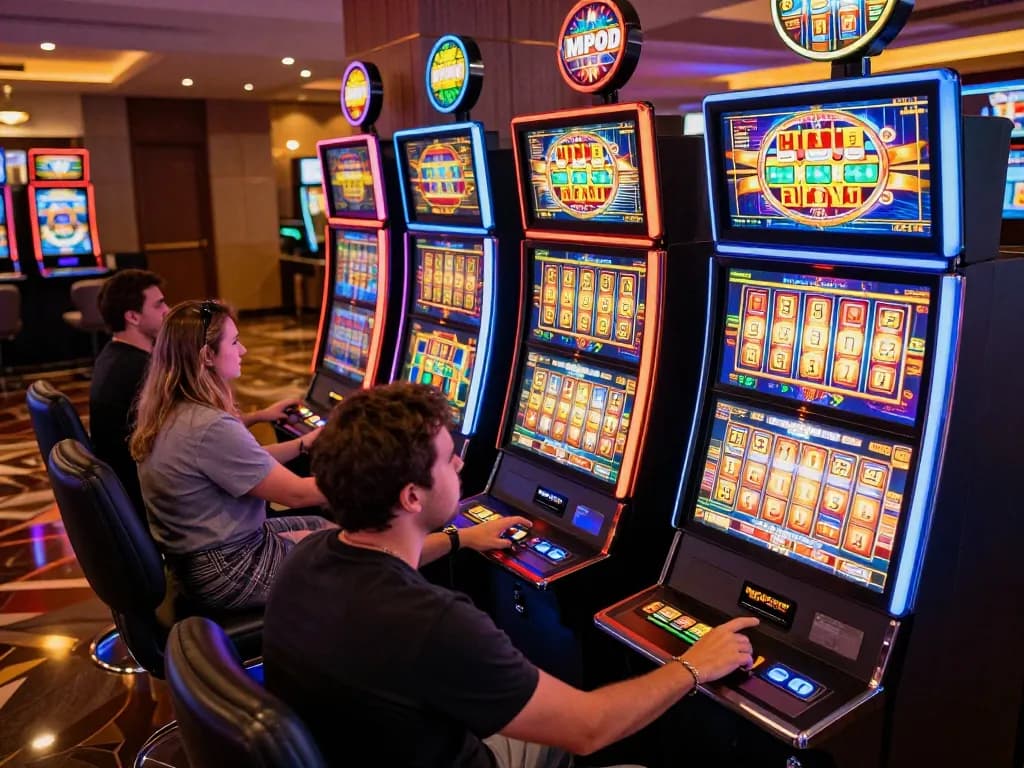 MPOID players enjoying vibrant slot machines with dynamic gameplay action.