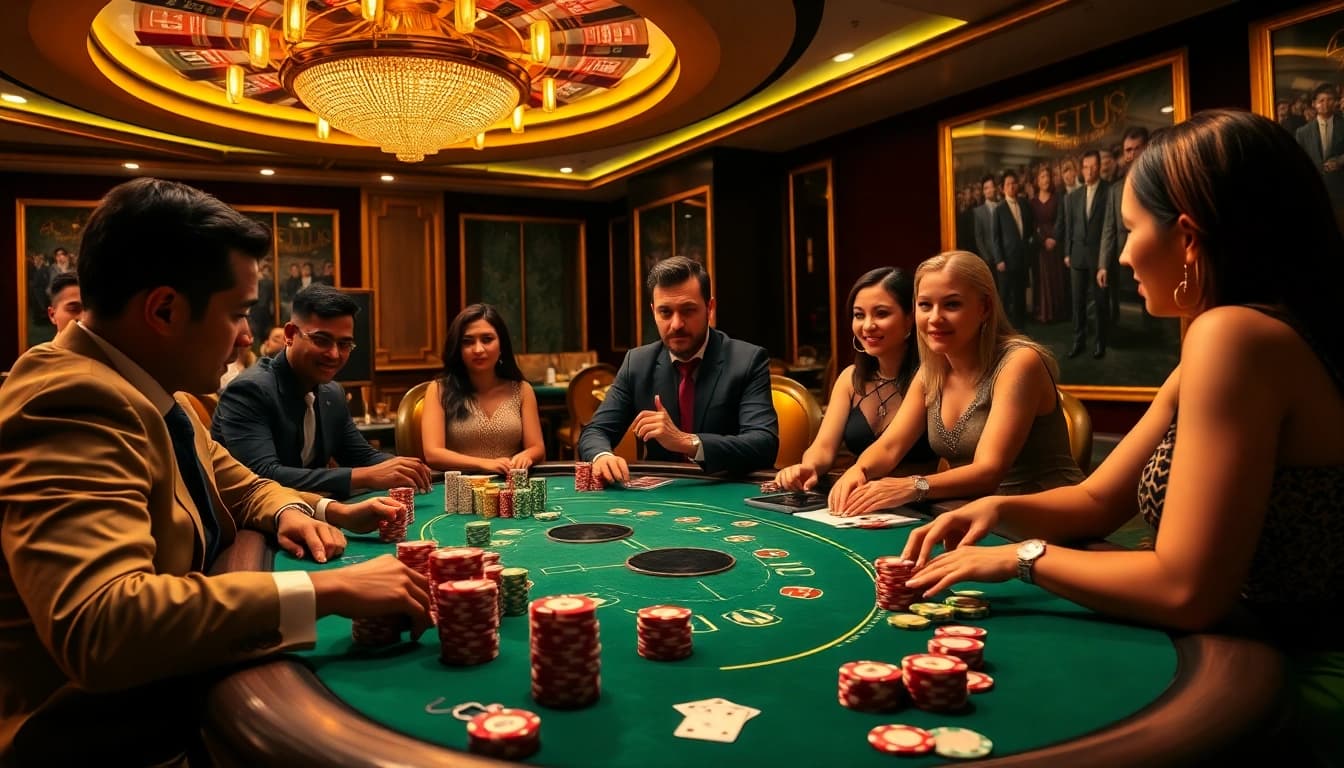 Experience thrilling games at 888new com, where poker chips stack high on a glamorous casino table.