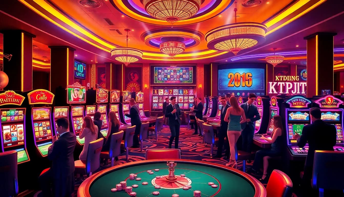 KTPJITU interactive slot machine scene showcasing excited players and vibrant casino lights.
