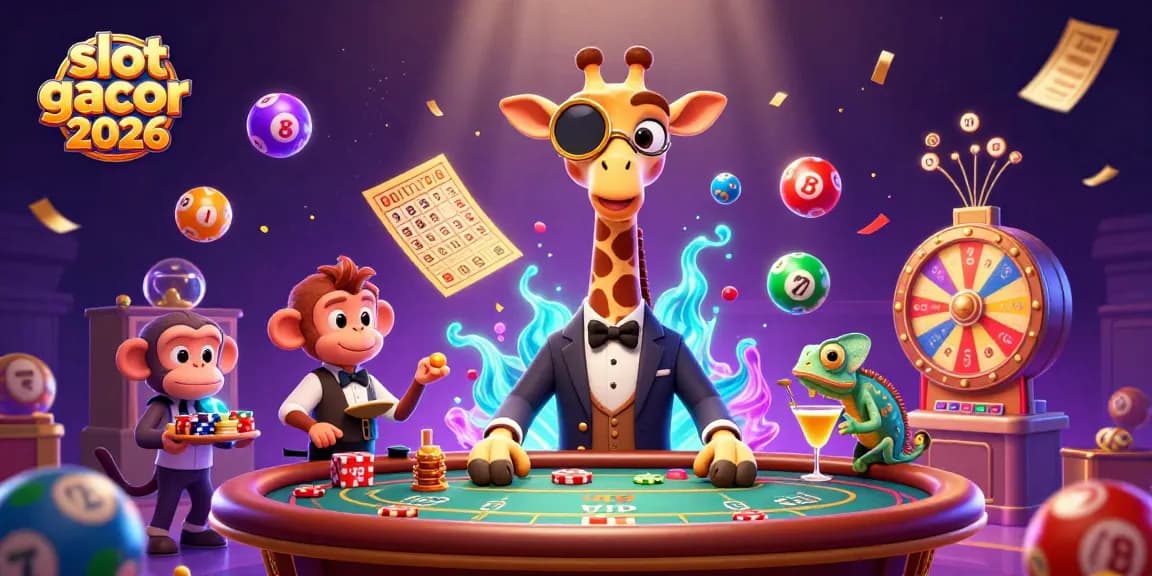 Slot gacor 2026 menawarkan suasana kasino yang meriah dengan karakter 3D bermain di meja poker.