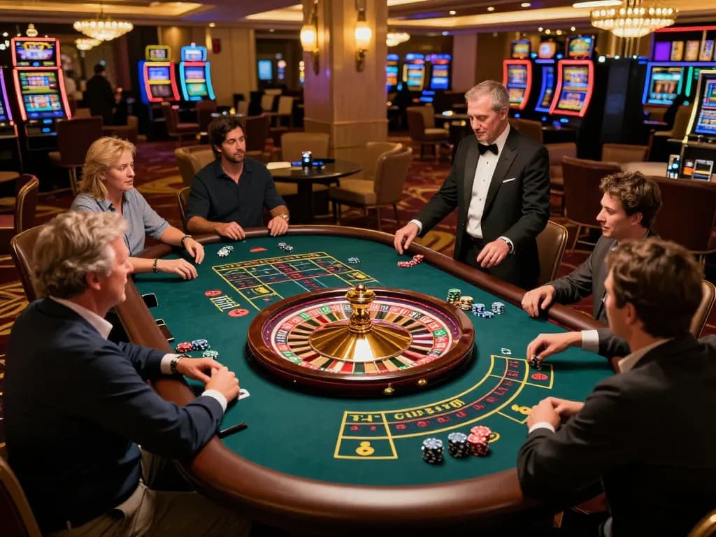Players engaging in a thrilling game at SC88 casino roulette table, immersed in the vibrant atmosphere.
