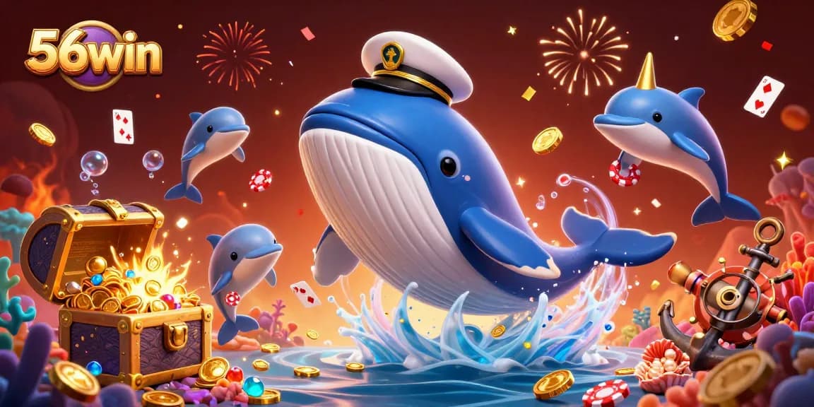 Experience thrilling wins with 56win in a vibrant casino-themed underwater adventure.