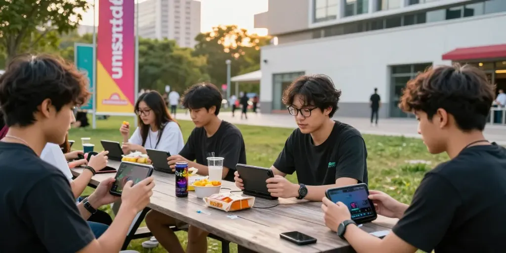Friends enjoying unsurtoto games at a vibrant outdoor gathering.