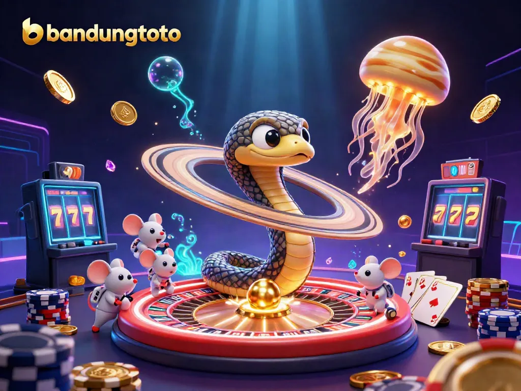 Experience the excitement of bandungtoto as cartoon astronauts engage in cosmic roulette betting.