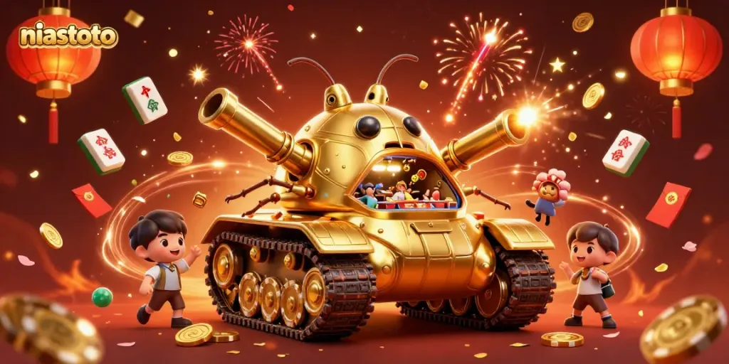 Experience niastoto's miniature casino in a golden beetle tank bursting with celebration