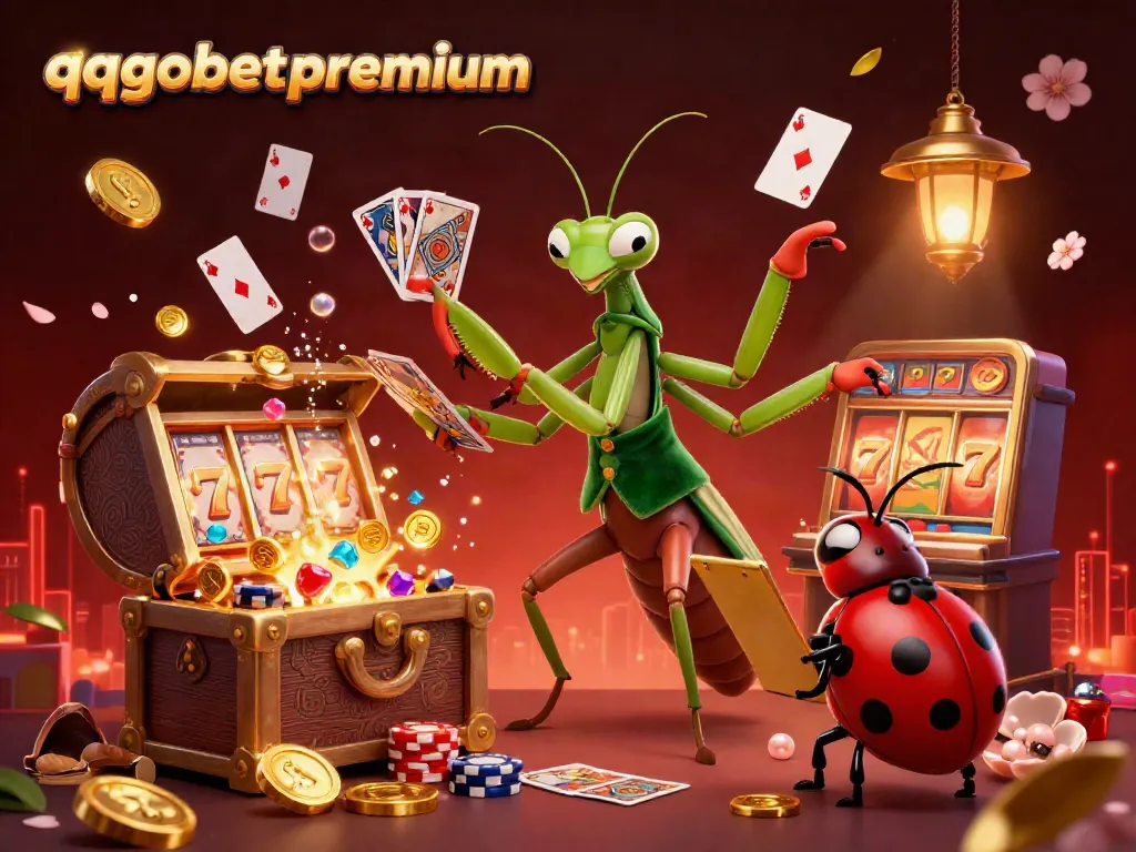Join the fun at qqgobetpremium with thrilling card games and exciting slot machines in a vibrant casino scene.
