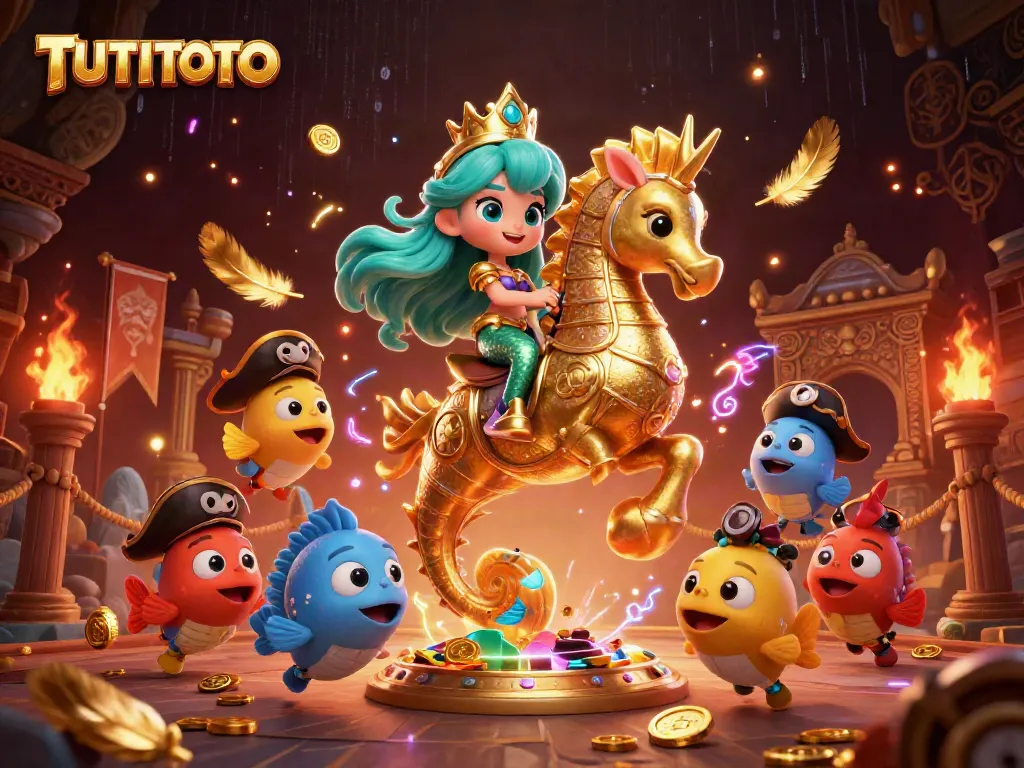 Capture the excitement of TUTITOTO with vibrant characters and dynamic gambling elements.