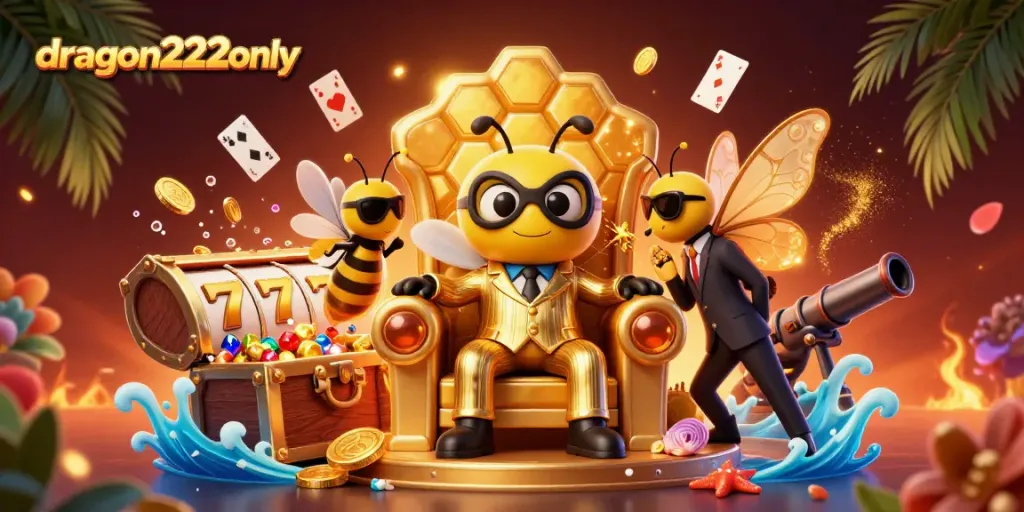 Spin and win at dragon222only with this vibrant illustration showcasing exciting slots and dynamic characters.