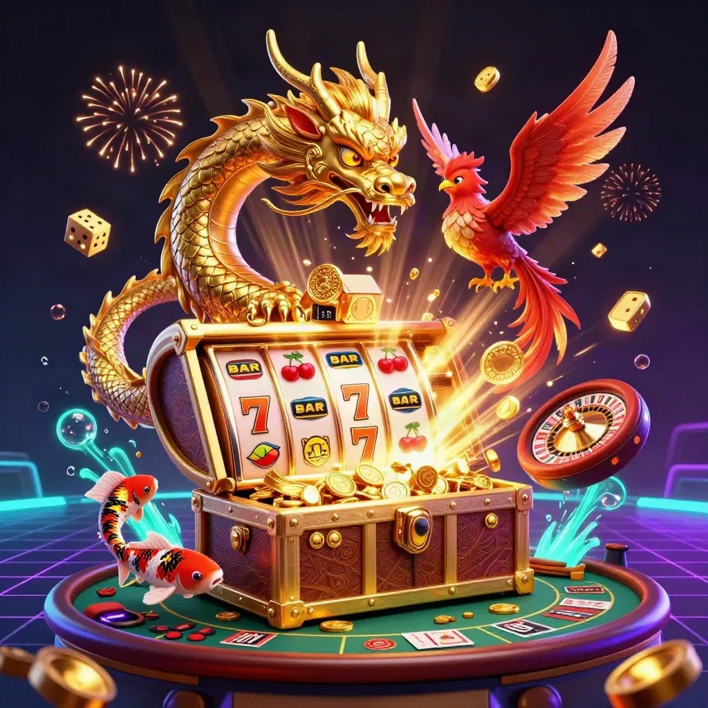 Naga emas, phoenix kecil, ikan koi, slot dan koin emas meledak glamor