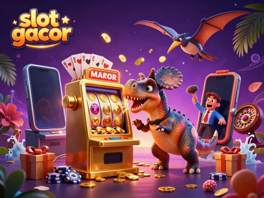 Experience the excitement of slot gacor with a dinosaur winning coins from a jackpot!