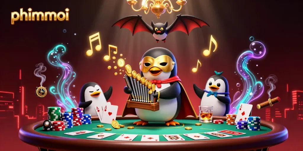 Experience thrilling gambling action with phimmoi as the phantom penguin plays an organ showering coins.