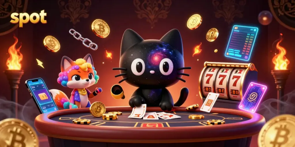 Experience the thrill of playing slots with a cosmic casino cat and vibrant graphics.