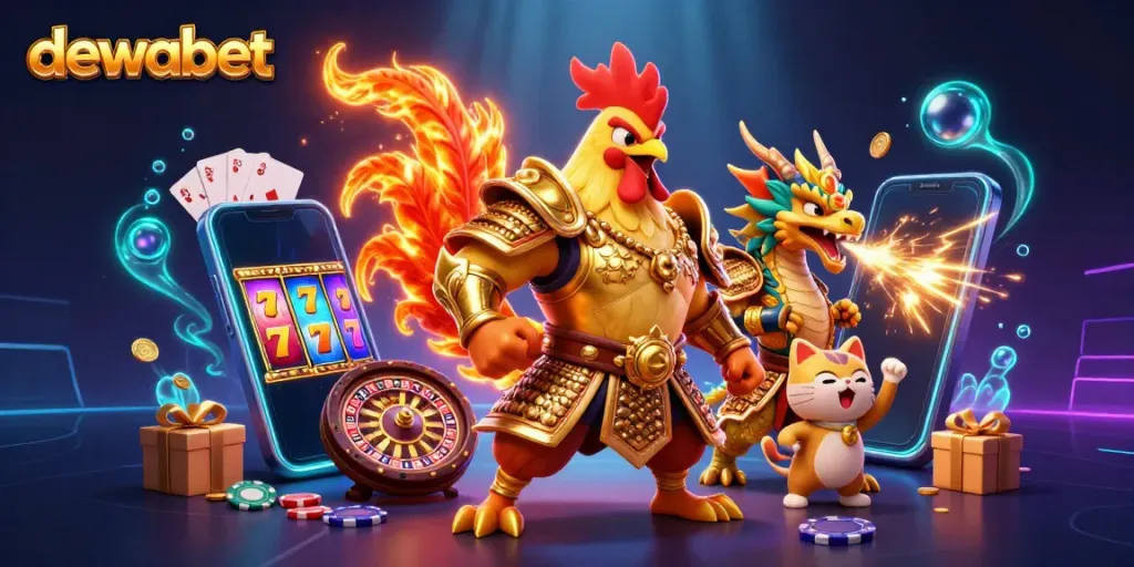DewaBet menawarkan petualangan slot online dengan ikon berkilau dan peluang menang melimpah.
