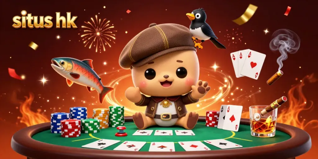 Situs hk menjadi fokus sambil menampilkan karakter lucu dan permainan poker yang menarik.