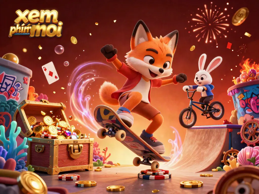 Engaging scene of xem phimmoi characters performing at a vibrant casino-themed party, showcasing gaming excitement.