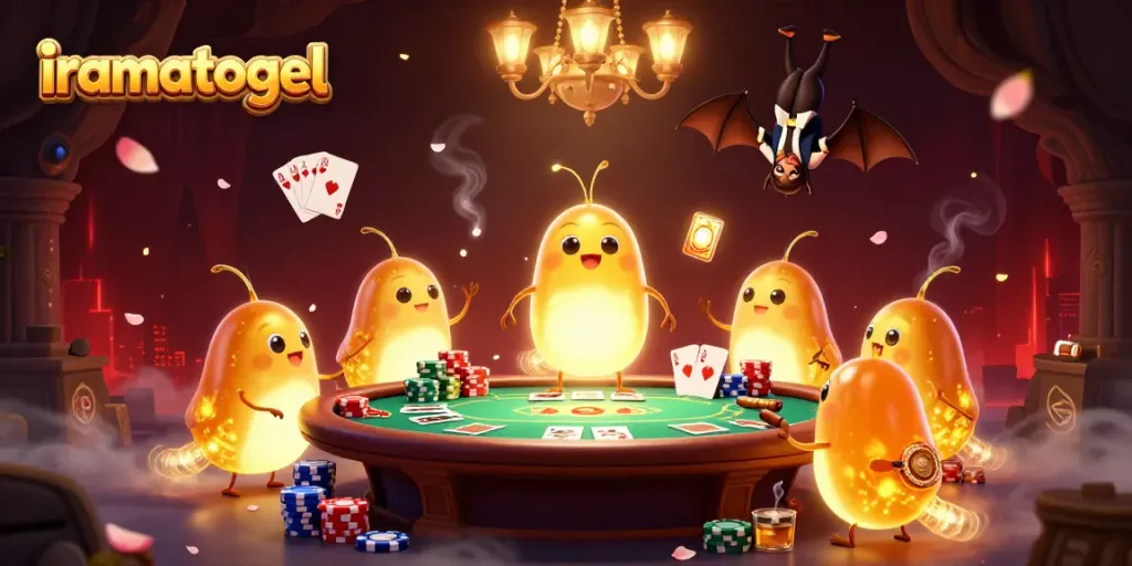 Experience excitement at iramatogel with glowworms lighting a vibrant casino scene.