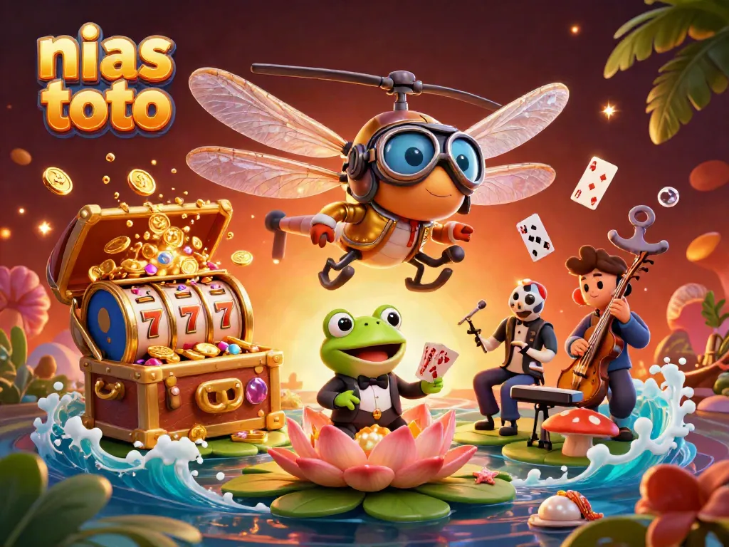 Permainan nias toto yang menarik di kasino lily pad dengan karakter unik.