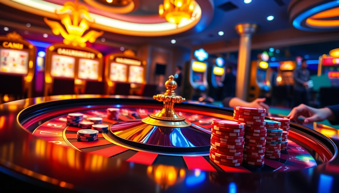 Vaoluoi Tv engaging players at a luxury casino roulette table with colorful gaming elements.