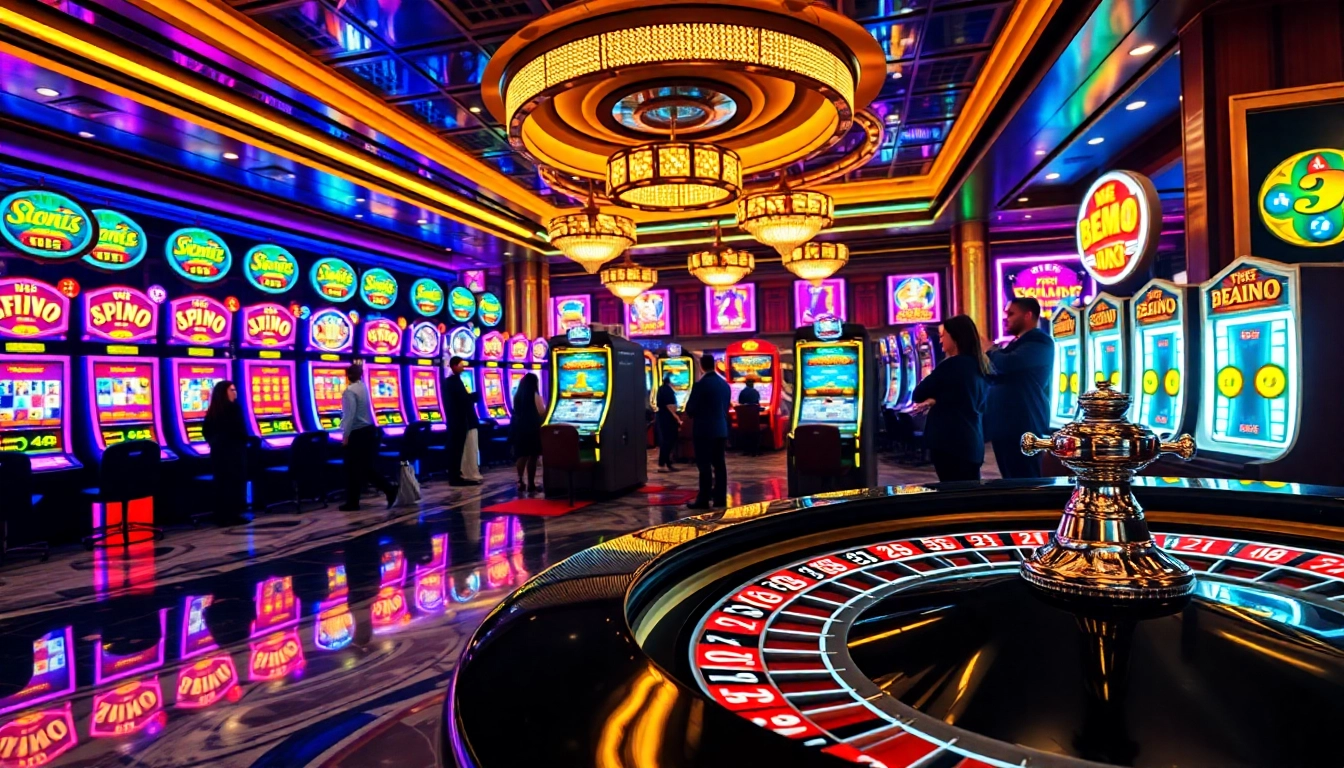 Spin demo slots while enjoying vibrant casino atmosphere with exciting gaming elements.