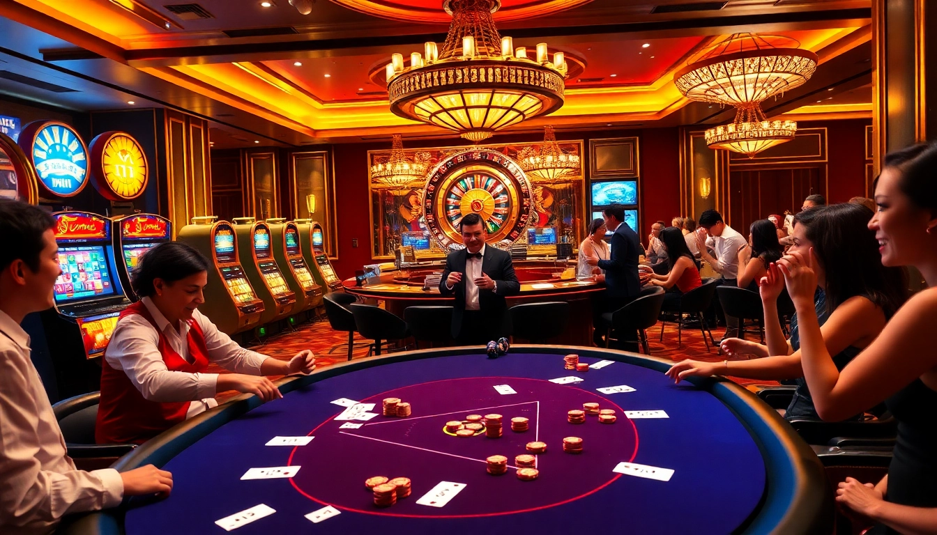 Energetic players enjoying a thrilling sv368 đá gà experience at a luxurious casino table.