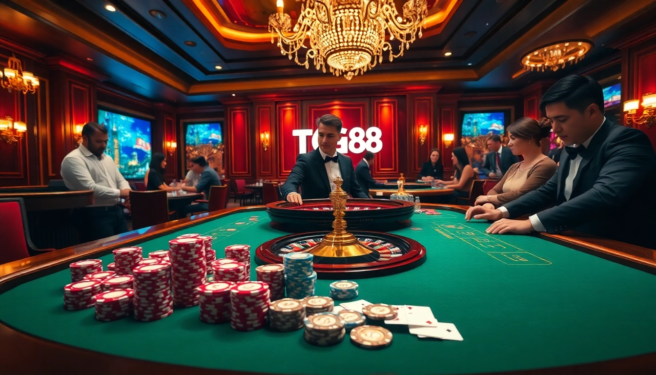 Experience thrilling poker action at TG88 casino with professional dealers and luxurious atmosphere.