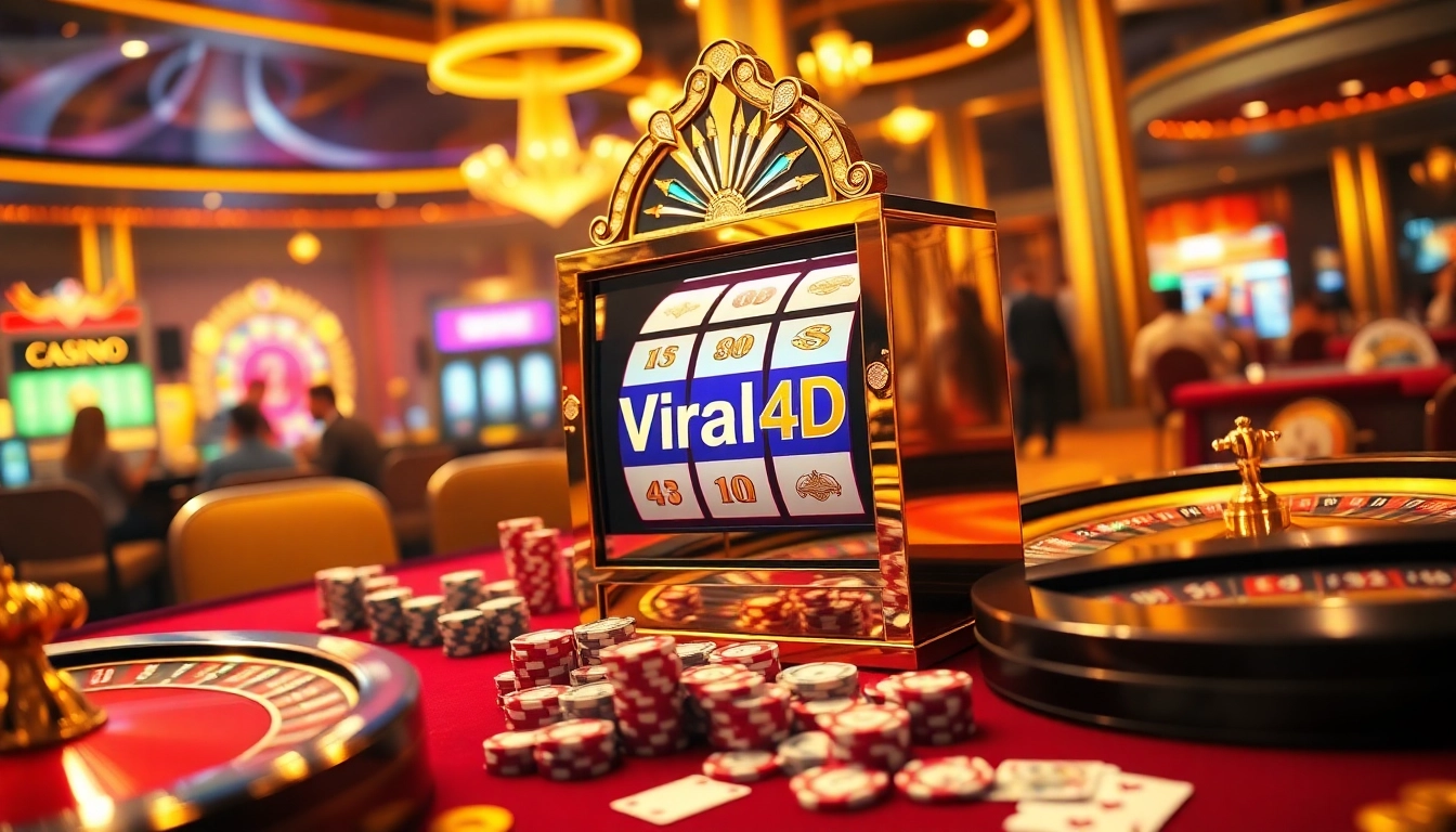 Players winning at the Viral4D slot machine in a luxurious casino environment.