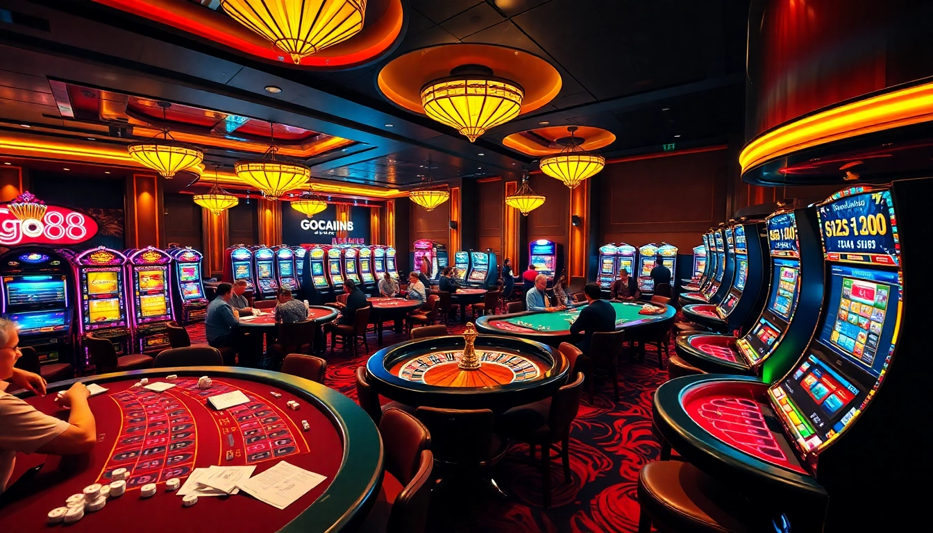 Players enjoying their gaming experience at Go 88 casino with vibrant tables and slot machines.