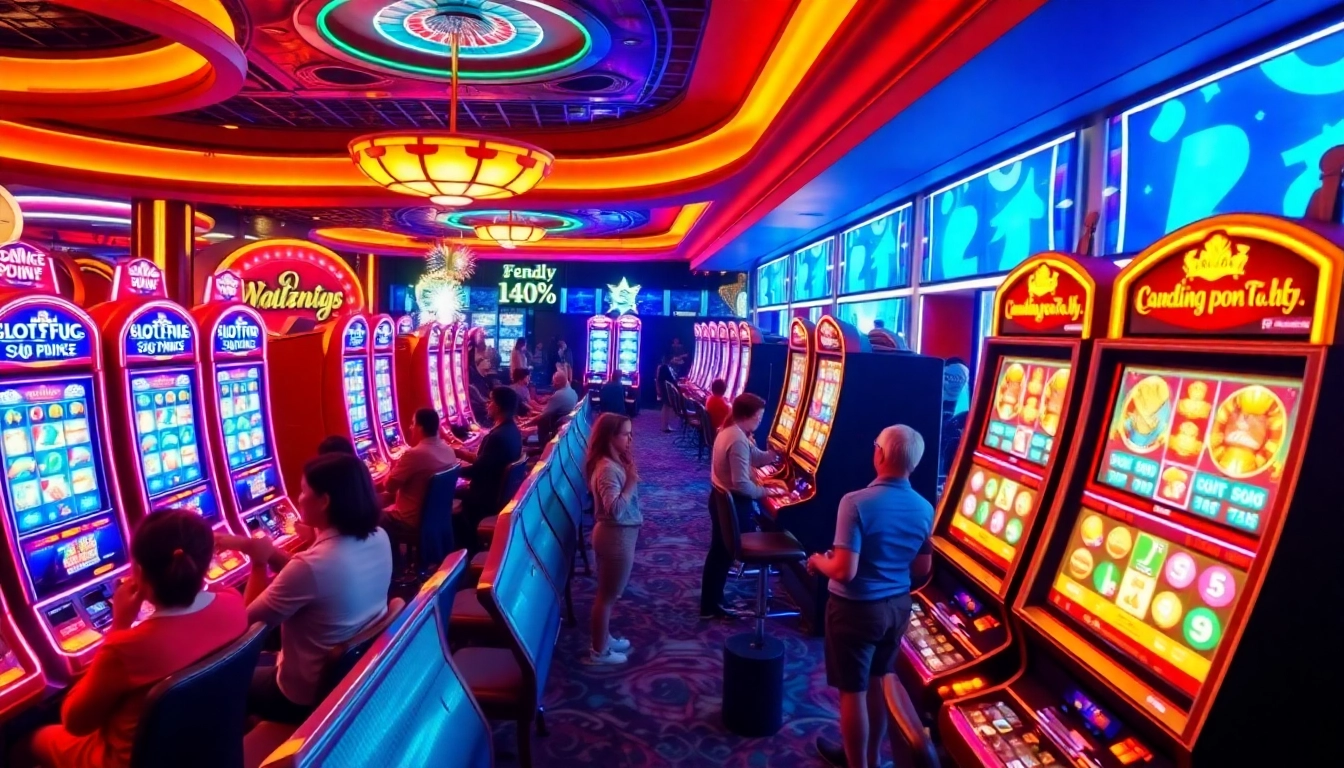 Engaging players experiencing the slot bonus new member 100% excitement in a lively casino environment.