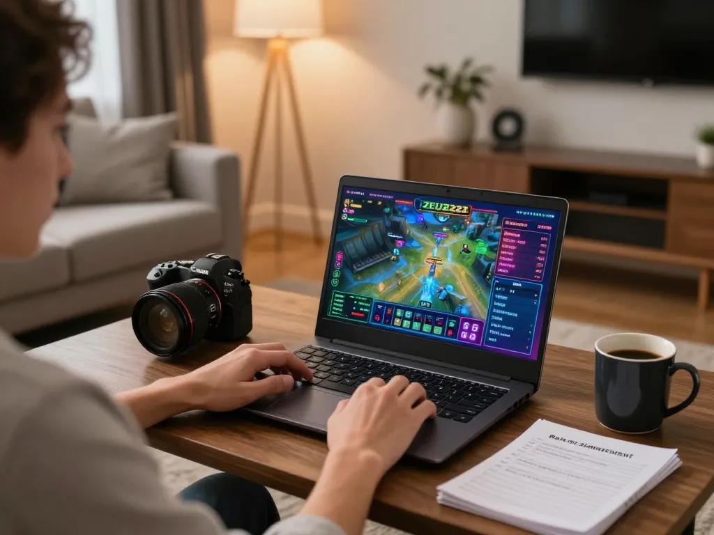 Engaging in ZEUS222 online gaming with bright graphics, cozy setup highlighting strategic gameplay.