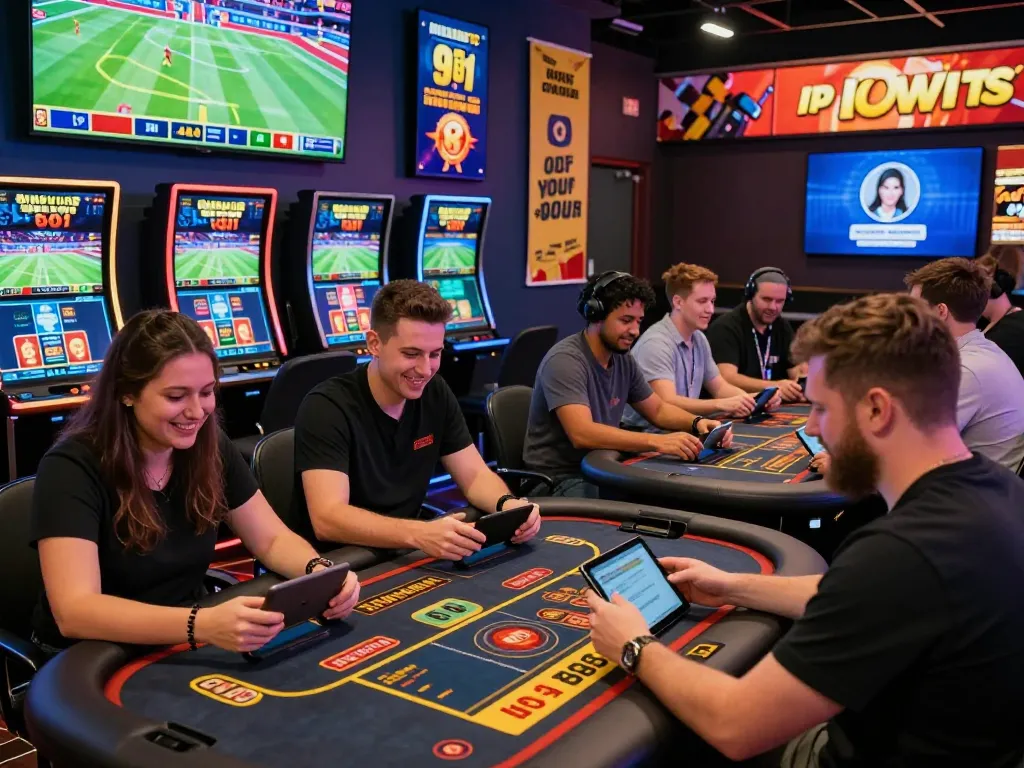 Engaging gambling scene at 78win.com showcasing players enjoying various casino games and sports betting.
