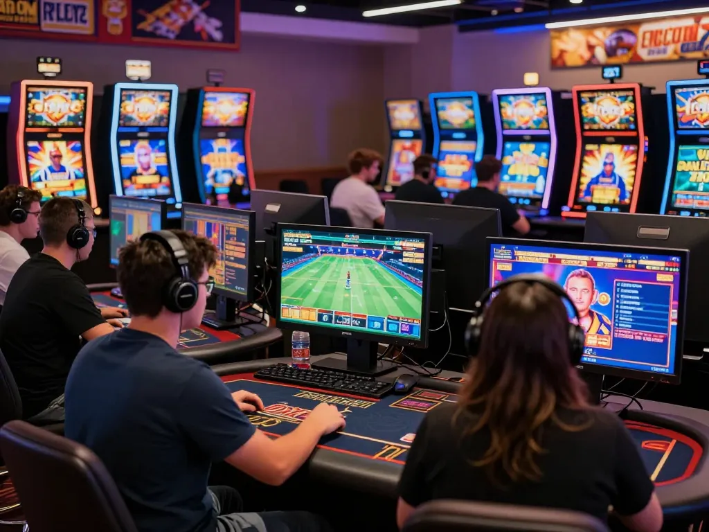 Engaged players on https://f168.today/ in various online gambling games with vibrant graphics and immersive atmosphere.