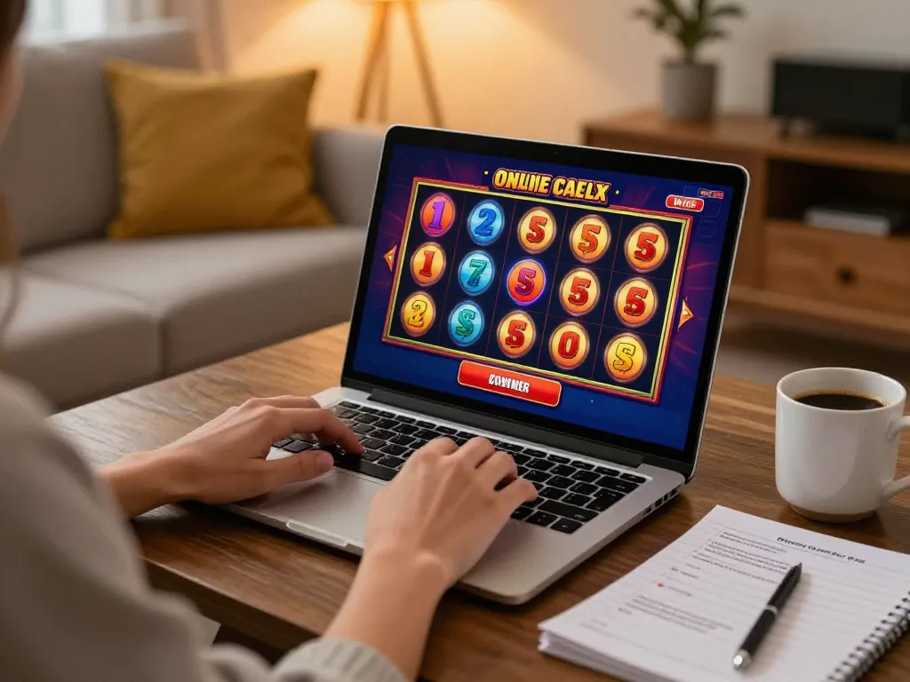 Engaging online gaming with Garansi Kekealahan slot game interface in a cozy home atmosphere.