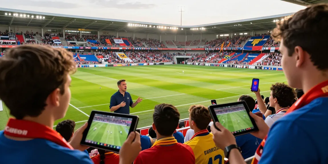Fans engaging with sports analysis at soikeonhacai.com.co during a lively soccer match.