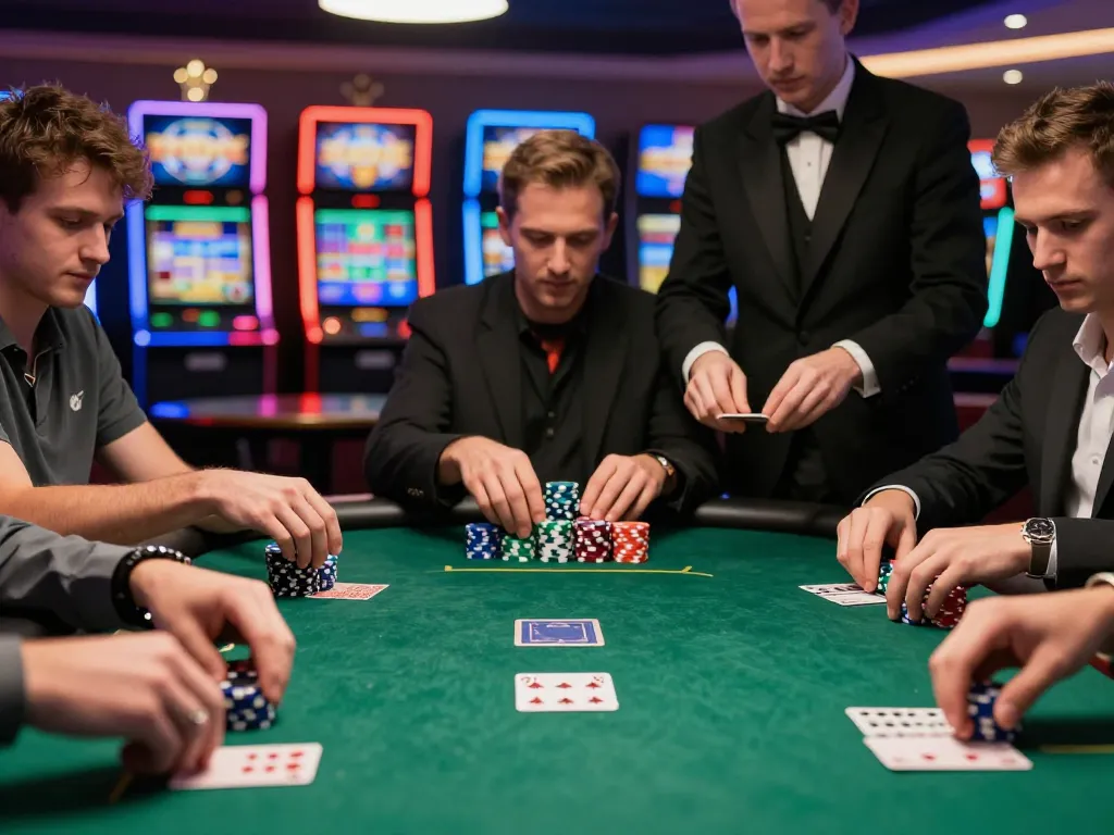 Engaging poker players strategizing at the table on LGOGOAL platform, highlighting the thrill of casino gaming.
