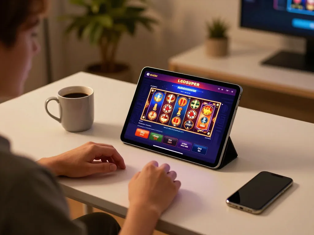 Player enjoying slots on LGOSUPER app, creating a fun and engaging online gambling experience.