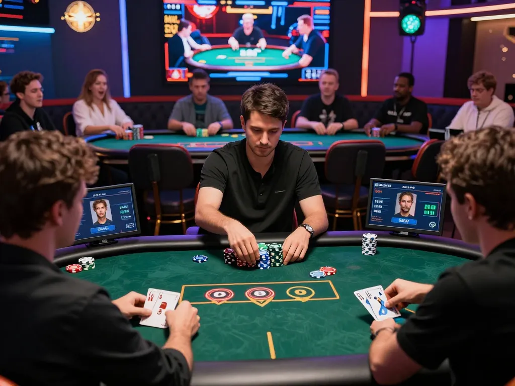 Players engage in an exciting peri11 online poker game, with animated graphics illustrating betting strategies.