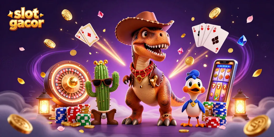 Experience the excitement of slot gacor with a vibrant 3D illustration of engaging characters and dynamic casino elements.