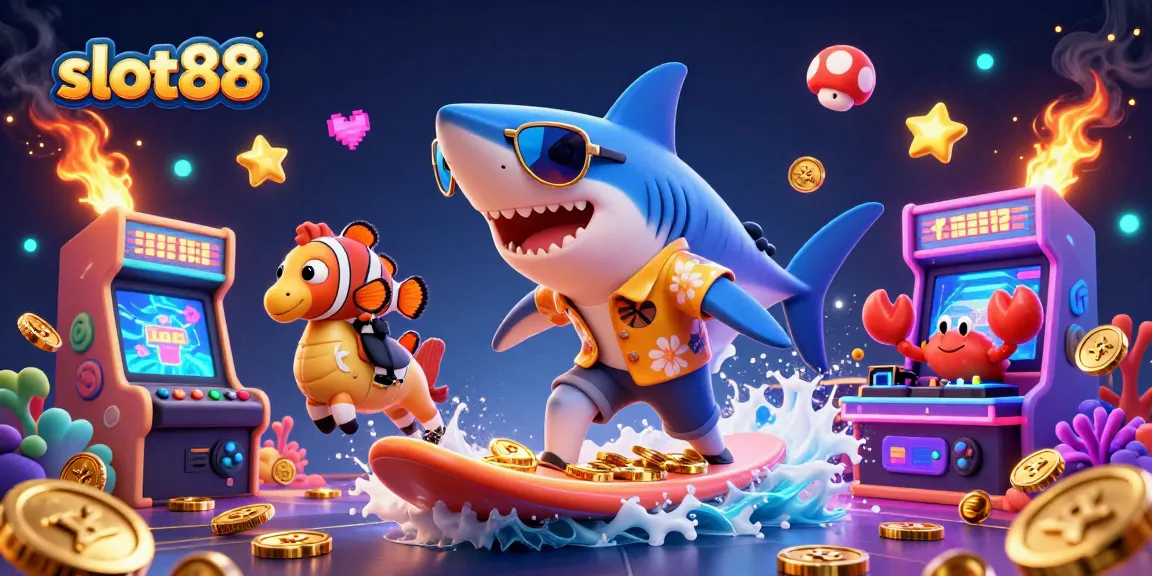 Experience the excitement of slot88 with a vibrant scene of animated sea creatures amidst casino elements.